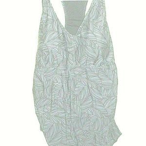 Kona Sol Women's Black Print Ruched Racer Back Ruching Sides Swim Top Size 18W